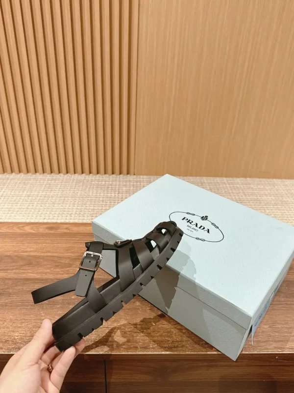 Prada Triangle Buckle Sandals