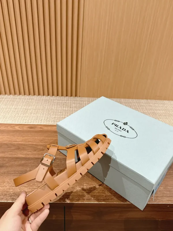 Prada Triangle Buckle Sandals