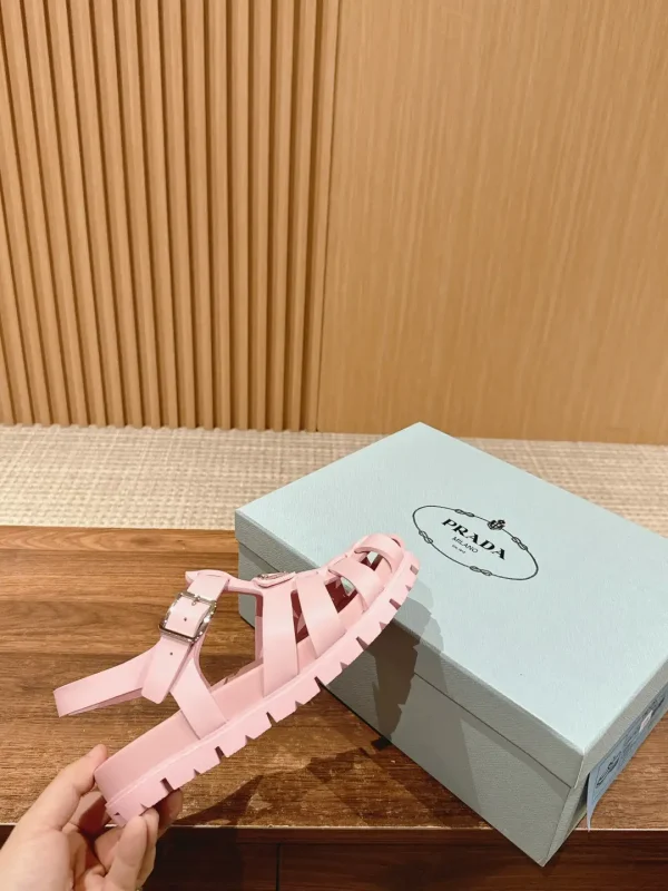 Prada Triangle Buckle Sandals