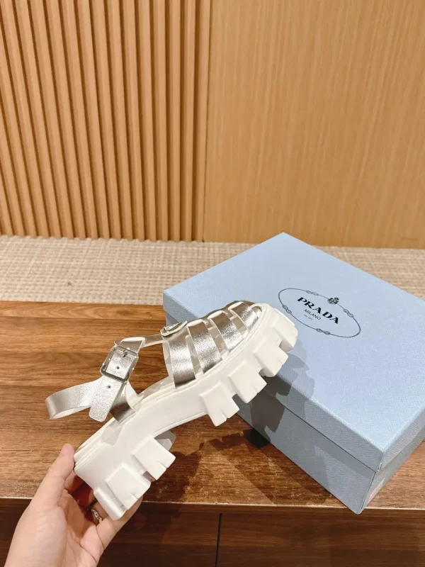 Prada Triangle Buckle Sandals