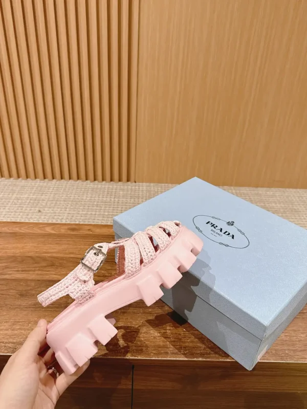 Prada Triangle Buckle Sandals