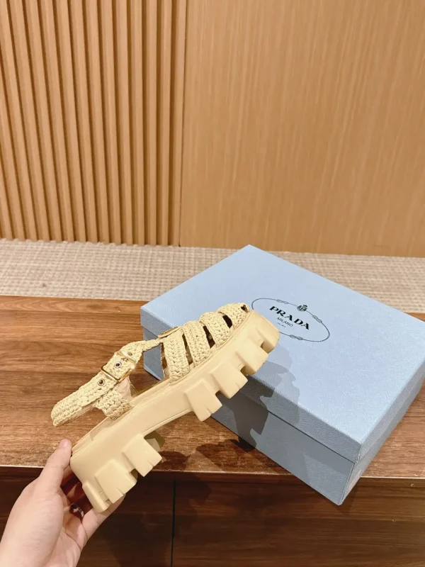 Prada Triangle Buckle Sandals