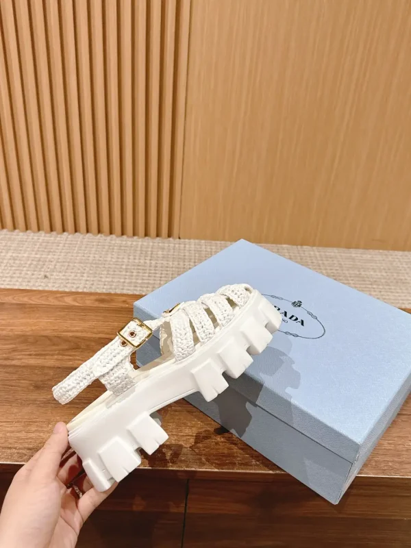 Prada Triangle Buckle Sandals