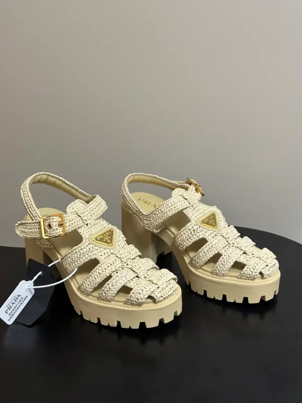 Prada Crochet Platform Sandals