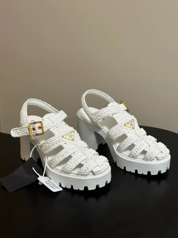Prada Crochet Platform Sandals